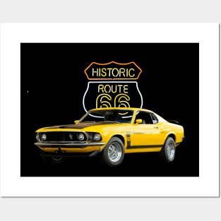 1969 Boss Mustang in our route 66 series on back Posters and Art